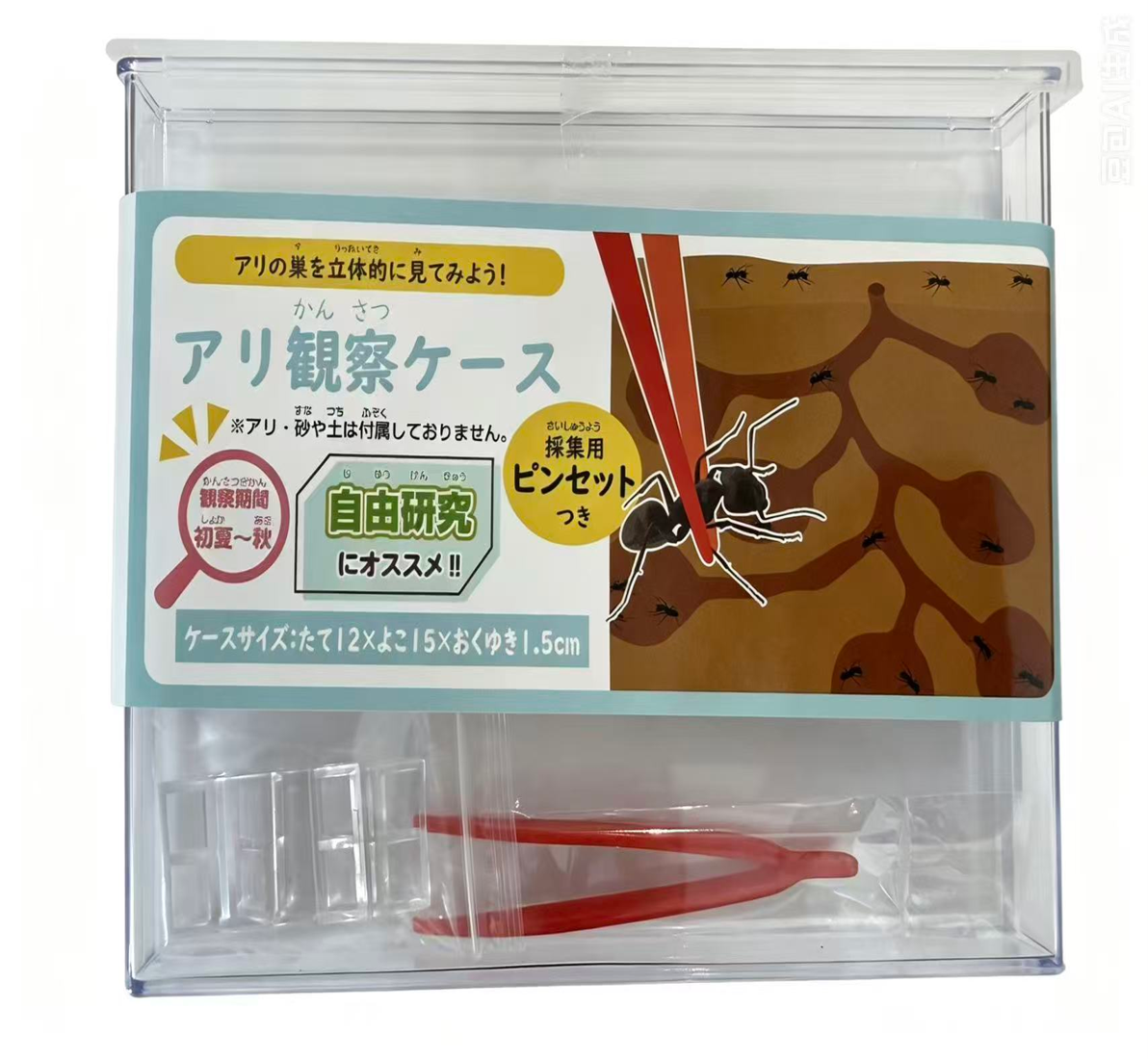 Ant observation box with tweezers package